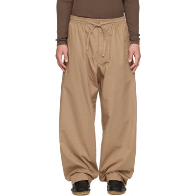 Lemaire Beige Light Cotton Twill Pyjama Trousers In Brown