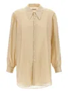 Lemaire Casual Shirt With Buttoned Cuffs And Curved Hem In Nude