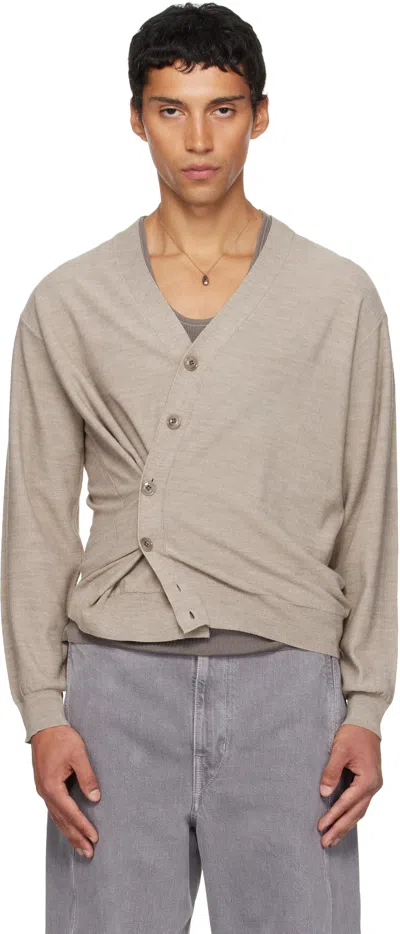 Lemaire Beige Relaxed Twisted Cardigan In Gray