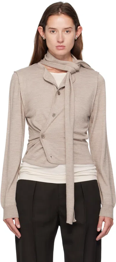 Lemaire Beige Scarf Twisted Cardigan In Neutral