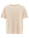 Lemaire Beige Silk T-shirt With Crew Neck And Short Sleeves In Neutral