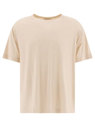 Lemaire Beige Silk T-shirt With Crew Neck And Short Sleeves In Neutral
