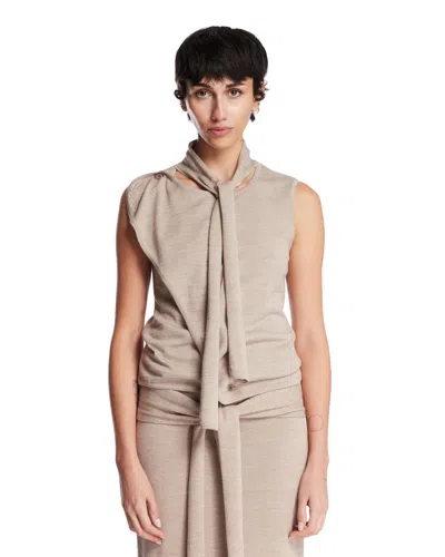 Lemaire Beige Sleeveless Cardigan In Brown
