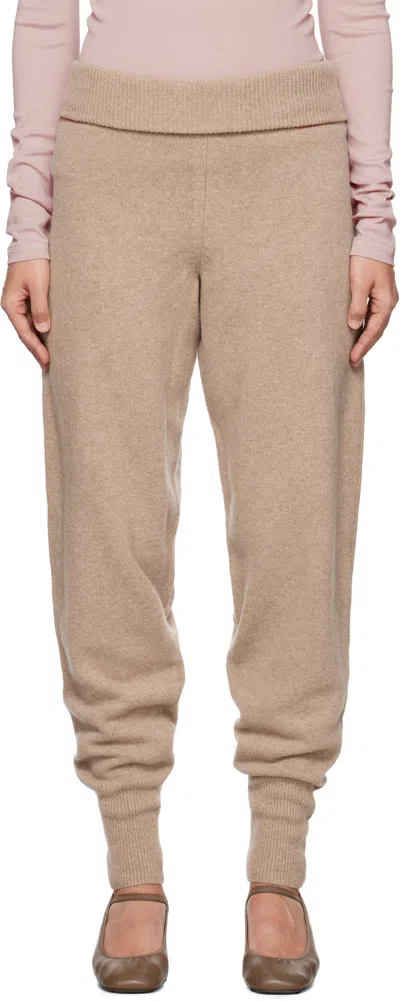 Lemaire Beige Soft Rib Lounge Trousers In Br458 Latte