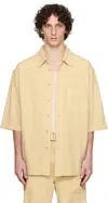 Lemaire Beige S/s Denim Shirt In Yellow