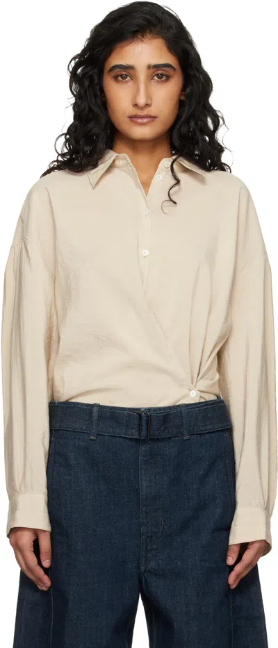 Lemaire Beige Straight Collar Twisted Shirt In Brown