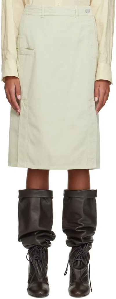 Lemaire Beige Straight Denim Miniskirt In Light Sage