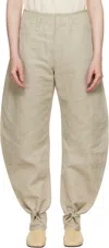 Lemaire Beige Tapered Trousers In Bg200 Mastic