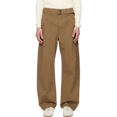 Lemaire Beige Twisted Belted Jeans In Brown