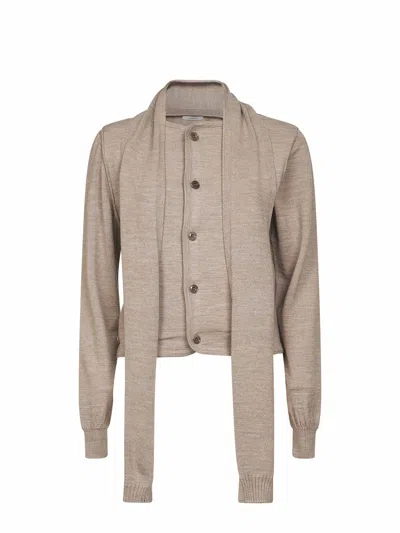 Lemaire Beige Twisted Cardigan With Scarf