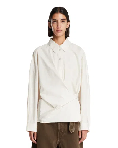 Lemaire Twisted Cotton And Silk-blend Poplin Wrap Shirt In White