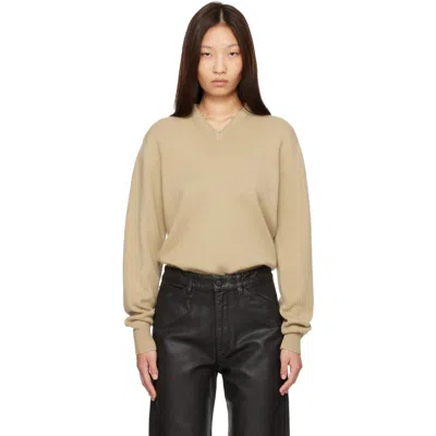 Lemaire Beige V-neck Sweater In Neutral