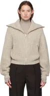 Lemaire Oversized Ribbed Alpaca And Yak Hair-blend Cardigan In Neutral