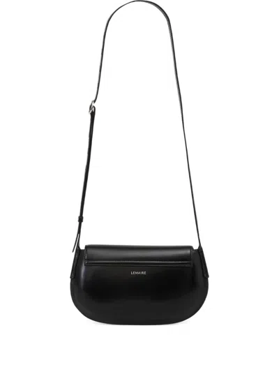 Lemaire Belly Leather Shoulder Bag In Black