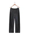 Lemaire Belted And Twisted Leather Trousers In Black