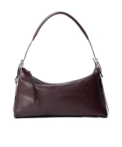 Lemaire Belted Baguette Bag In Leather In Purple