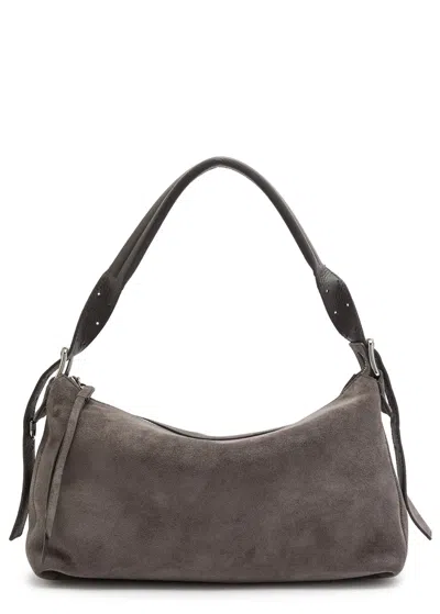 Lemaire Belted Baguette Suede Shoulder Bag In Brown