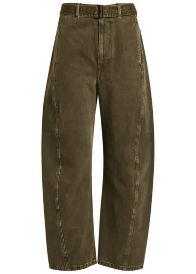 Lemaire Belted Barrel-leg Jeans In Green