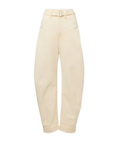 Lemaire Belted Barrel-leg Jeans In Neutral