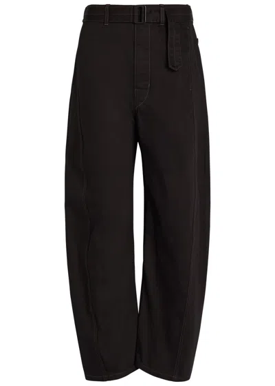 Lemaire Belted Barrel-leg Jeans In Black
