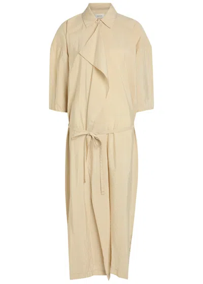 Lemaire Belted Brushed Silk-blend Midi Shirt Dress In Neutral