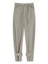 Lemaire Belted Button-tab Trousers In Neutral