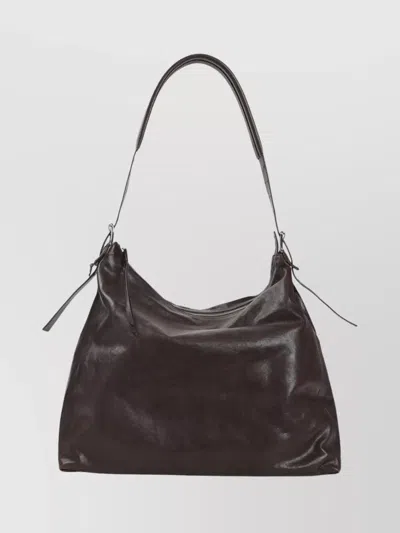 Lemaire Belted Calfskin Shoulder Bag In Brown