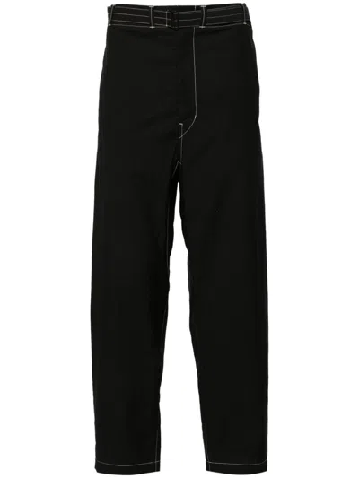 Lemaire Belted Carrot Pants Men Black In Cotton