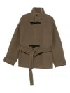 Lemaire Short Duffle Coat In Brown