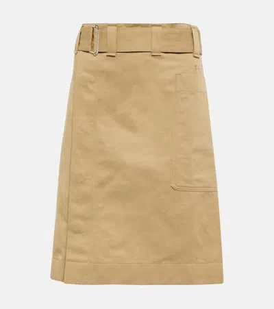 Lemaire Belted Cotton And Linen Miniskirt In Beige