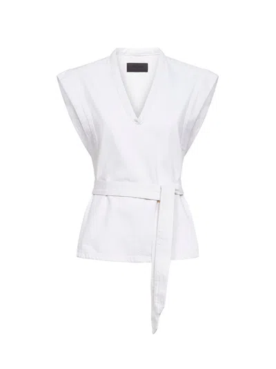 Lemaire Belted Cotton Denim Tunic In White