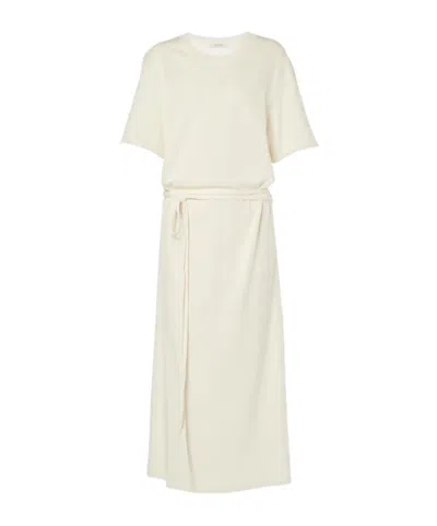 Lemaire Belted Cotton Jersey Midi Dress In Brown