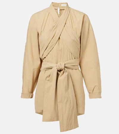 Lemaire Belted Cotton Top In Brown