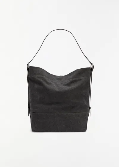 Lemaire Belted Cotton Tote Bag In Black