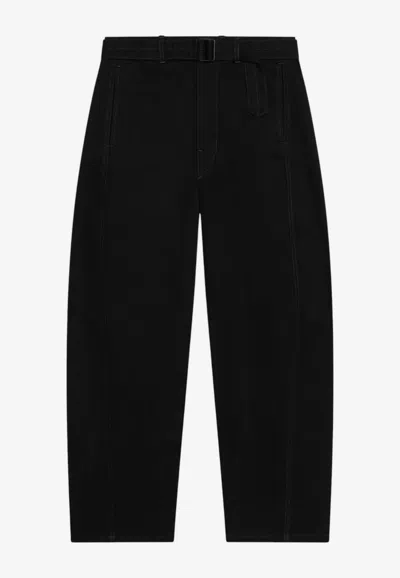 Lemaire Belted Denim Pants In Black