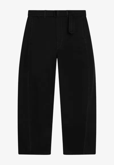 Lemaire Belted Denim Pants In Black