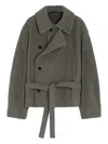 Lemaire Short Coat With Asymmetrical Button Panel In Brown