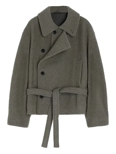 Lemaire Short Coat With Asymmetrical Button Panel In Brown