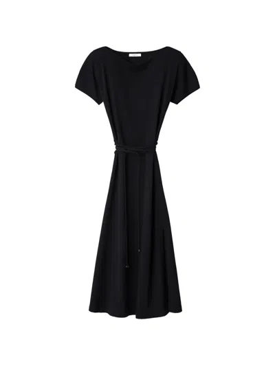 Lemaire Belted Dress In Heavy Cotton Jersey In Animal Print