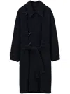 Lemaire Coat In Black Wool In Black
