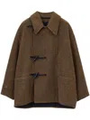 Lemaire Belted Felted Duffle Jacket In Brown