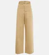 Lemaire Belted High-rise Wide-leg Pants In Kraft Beige