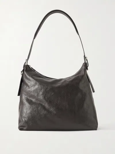 Lemaire Belted Leather Tote Bag In Brown