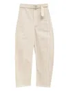 Lemaire Belted Panel Trousers In Neutral