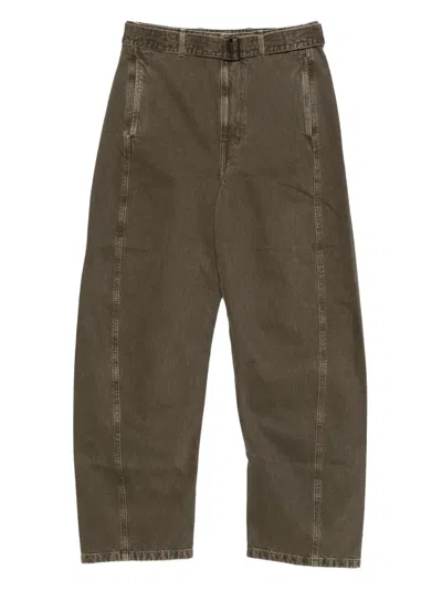 Lemaire Belted Panelled Jeans In Green