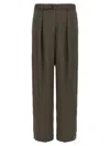 Lemaire Pleated Waistband Trousers With Practical Pockets In Brown