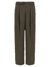 Lemaire Pleated Waistband Trousers With Practical Pockets In Brown