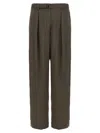 Lemaire Pleated Waistband Trousers With Practical Pockets In Brown