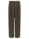 Lemaire Pleated Waistband Trousers With Practical Pockets In Brown