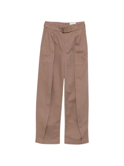 Lemaire Belted Pleated High-waisted Trousers In Brown